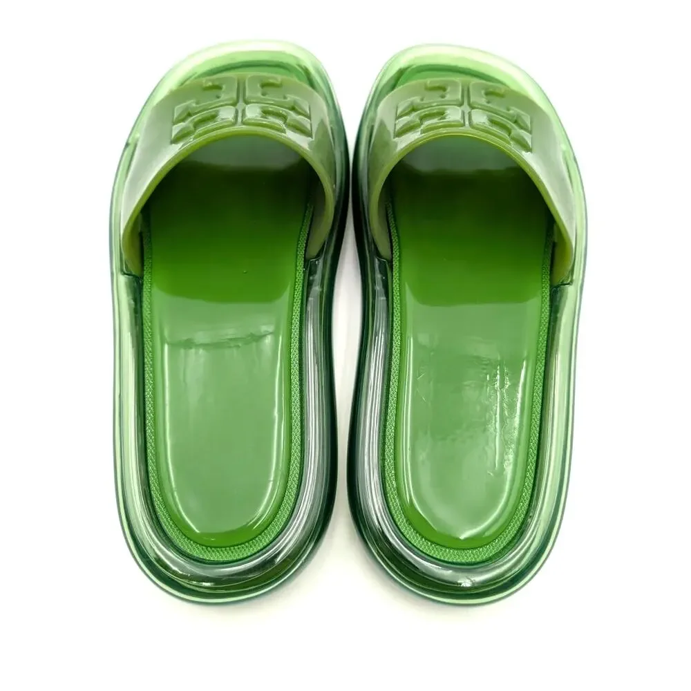 Tory Burch Bubble Jelly Double T Sport Slide Sandal Peridot Size US5M EU35